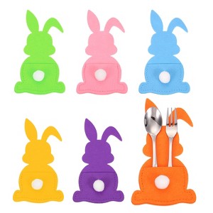 Unique Bargains Easter Bunny Knife Forks Decorative Flatware Storage Holders 5.9" x 3.2" 36 Pcs - 1 of 4