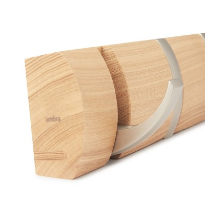 Modern Flip 8-Hook Natural Solid Wood Wall Mounted Coat Rack
