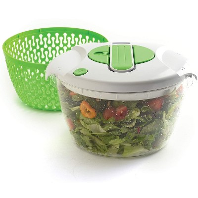 Norpro 6.8 Quart Deluxe Removable Colander Strainer Herb Vegetable Kitchen Salad Spinner, Green/White