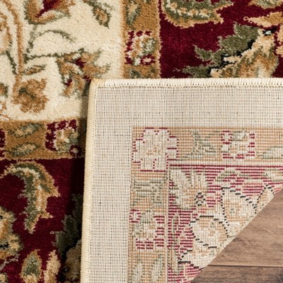 Ivory and Red Traditional Floral Medium Pile Area Rug