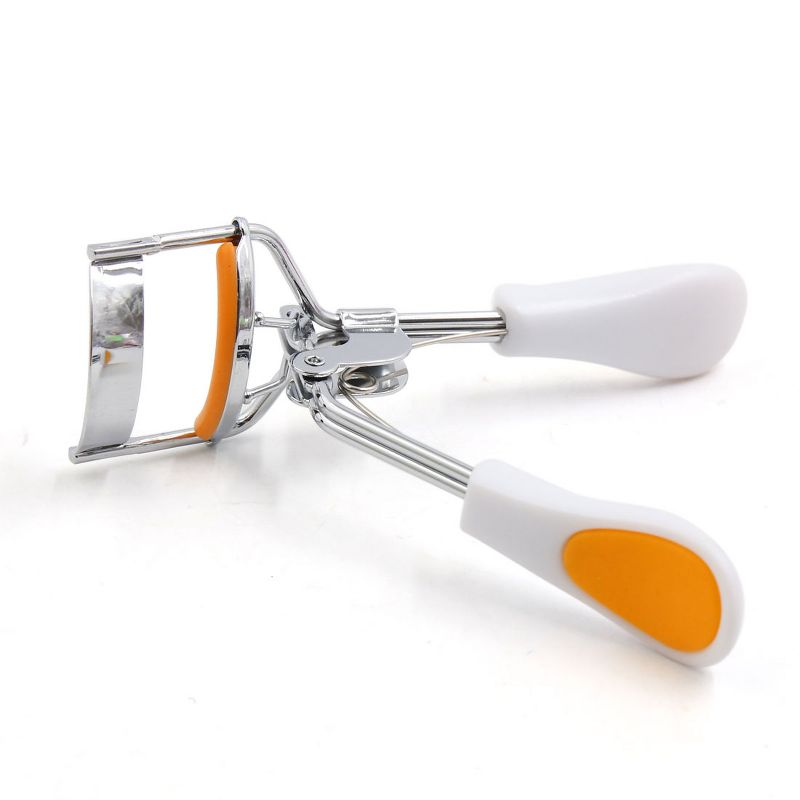 Unique Bargains Orange Decor White Handle Pro Eye Curling Eyelash Curler Clip Beauty Makeup Tool, 3 of 4
