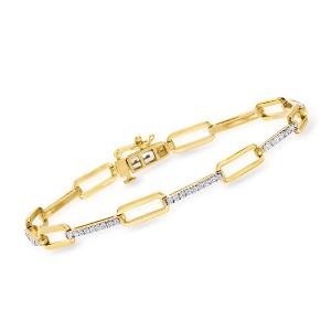 Ross-Simons 0.50 ct. t.w. Diamond Paper Clip Link Bracelet in 18kt Gold Over Sterling - 1 of 4