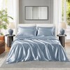 Lyngins Satin Luxury Bed Sheets Set, Wrinkle-Free Split King Bedding Set, 1 Flat Sheet, 2 Fitted Sheets (Fits 16" Mattresses), 4 Pillowcases - 2 of 4