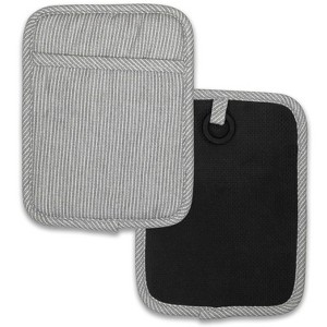 Home Mart Goods Light Grey Heat Resistant Thick Soft Quilted Lining Kitchen Oven Pot Holders With Neoprene and Cotton Non-slip - 2 Pack - 1 of 4