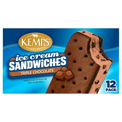 Kemps Triple Chocolate Ice Cream Sandwiches - 12pk : Target