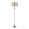 LumiSource Ashland 63" Floor Lamp: Polished Nickel, Laser Cut Metal, White Linen Shade - 2 of 4