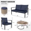 YARDSIGHT 5-Piece Patio Conversation Set with Loveseat, 2 Armchairs, Ottoman, and Nesting Coffee Tables ¨C Blue Cushions & Handwoven Rattan - 3 of 4