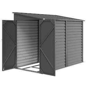4.6' x 9' Outdoor Storage Shed, Lean to Metal Shed with Foundation Kit, Lockable Doors and Gloves for Patio, Lawn - 1 of 4