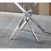 Round Glass Dining Table with Stainless Steel Cross Legs, Modern Glass Kitchen Table, Suitable for Dining Room and Kitchen, Silver. - 4 of 4