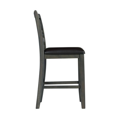 Gray Counter Height Dining Set with Faux Leather Upholstered Chairs