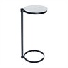 C Shaped Martini Drink Round Table with Black or Gold Metal Base, Carrara Marble top - 3 of 4