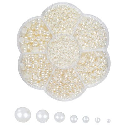 Genie Crafts Half Pearls for Crafts - 16000-Piece Flat Back Pearl Beads for DIY Crafts, 1.5mm, 2mm, 2.5mm, 3mm, 4mm, 5mm, 6mm