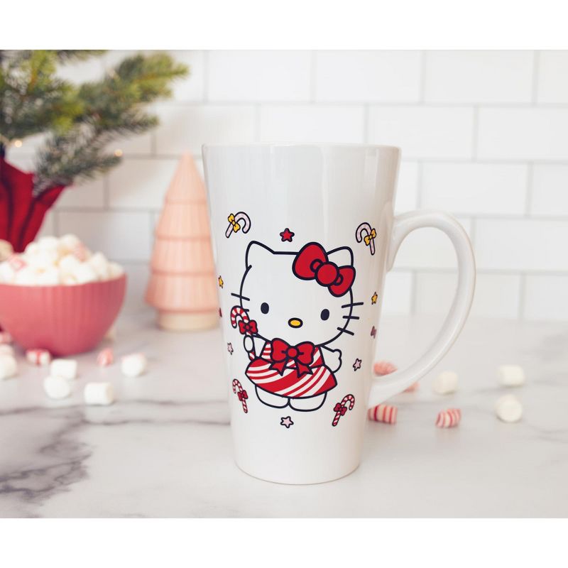 Silver Buffalo Sanrio Hello Kitty Holiday Candy Cane Ceramic Tall Latte Mug | Holds 16 Ounces, 4 of 10
