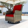 YARDSIGHT Outdoor Swivel Patio Chair with High Back – All-Weather PE Wicker Rattan Chair with Waterproof Cushion for Porch, Deck, Backyard & Balcony - 2 of 4