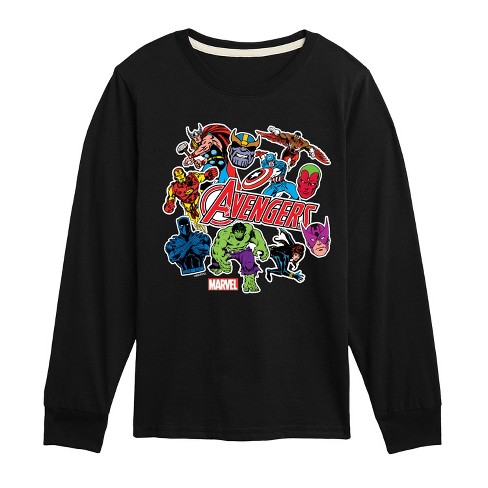 Boys' - Marvel - Avengers Stickers Style Long Sleeve Graphic T-Shirt - image 1 of 3