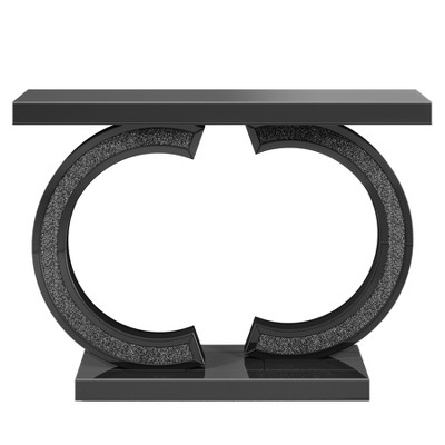 Lirago, 39" Modern Mirrored Console Table with Crystal Inlays-Decorative Entryway & Living Room Table,Black