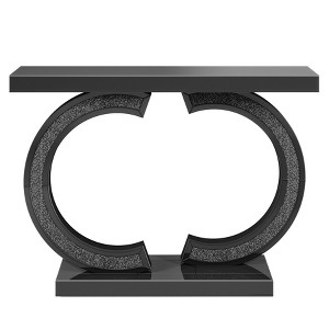 Lirago, 39" Modern Mirrored Console Table with Crystal Inlays-Decorative Entryway & Living Room Table,Black - 1 of 4
