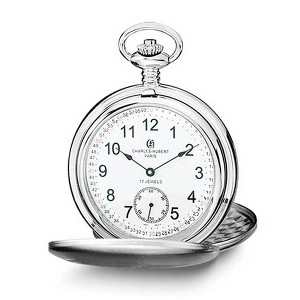Black Bow Jewelry Charles Hubert Stainless Steel White Dial Analog Pocket Watch 54mm - 1 of 4