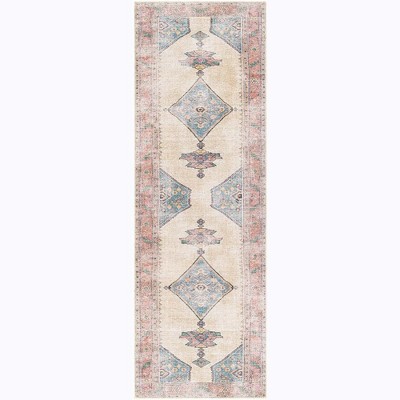 Mark & Day Lagedijk 2'7"x7'10" Runner Washable Woven Indoor Area Rugs Khaki: Stain-Resistant, Traditional Medallion Pattern