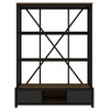 CAVINAS Bookcases for Living Room 4 Tier Rustic Wood Metal Freestanding Open Book Shelf Corner Bookcase with Drawers - 2 of 4