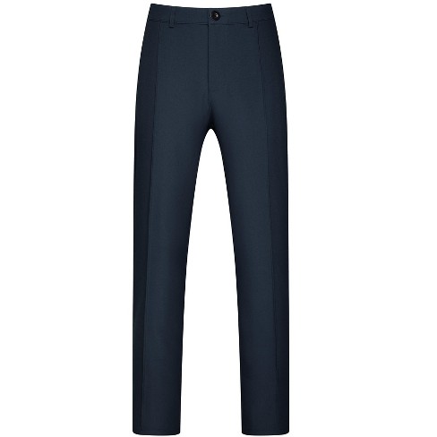 Lars Amadeus Men's Big And Tall Flat Front Work Office Business Trousers  Dark Blue Xx-large : Target