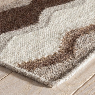 Neutral Geometric Handwoven Wool and Cotton Rug 2' x 3'