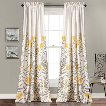 Home Boutique Aprile Light Filtering Window Curtain Yellow/Gray Set 52x84+2