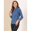 Allegra K Women's Classic Long Sleeve Loose Fit Button Up Denim Shirt - 4 of 4