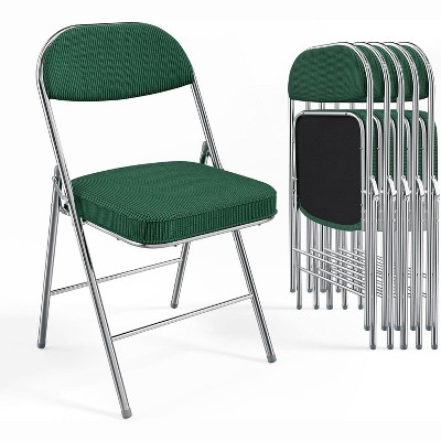 VINGLI Folding Chairs, Padded Seat & Backrest, Metal Frame, Durable Corduroy Fabric, 350 lbs Capacity