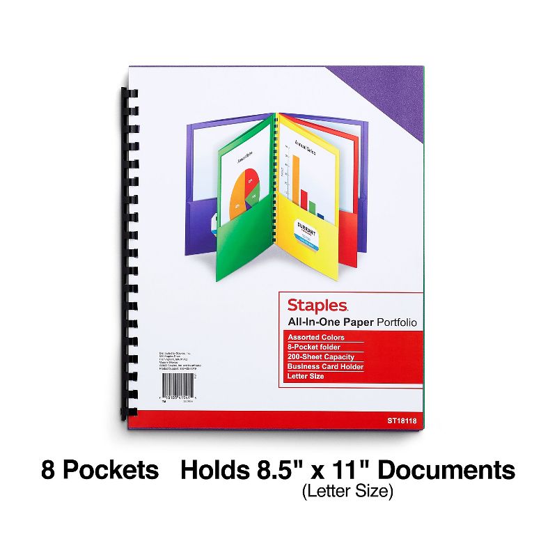 Oxford 8 Pockets Portfolio Folder Red Green Yellow Purple (99656) 854588, 2 of 4