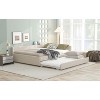 TIRAMISUBEST Full/Queen Size Upholstered Platform Bed with USB Ports and Twin Size Trundle, Modern Daybed Sofa Bed Frame with L-Shaped Headboard - 4 of 4