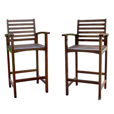International Caravan,Highland Acacia Maine Bar Stool (Set of 2)