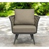 HomeRoots 32" Gray And Taupe Woven Aluminum Outdoor Arm Chair with Taupe Cushion - 2 of 4