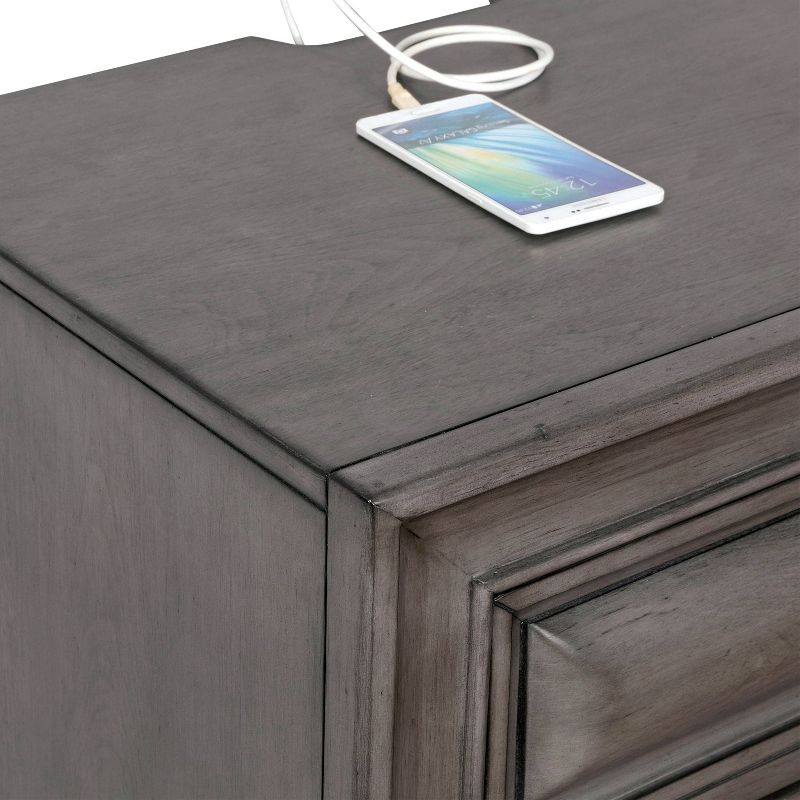Rowland 3 Drawers Nightstand with USB Ports Gray - HOMES: Inside + Out, 5 of 7