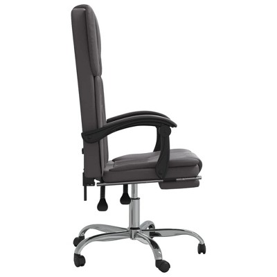 Gray Faux Leather Reclining Office Chair with Adjustable Height