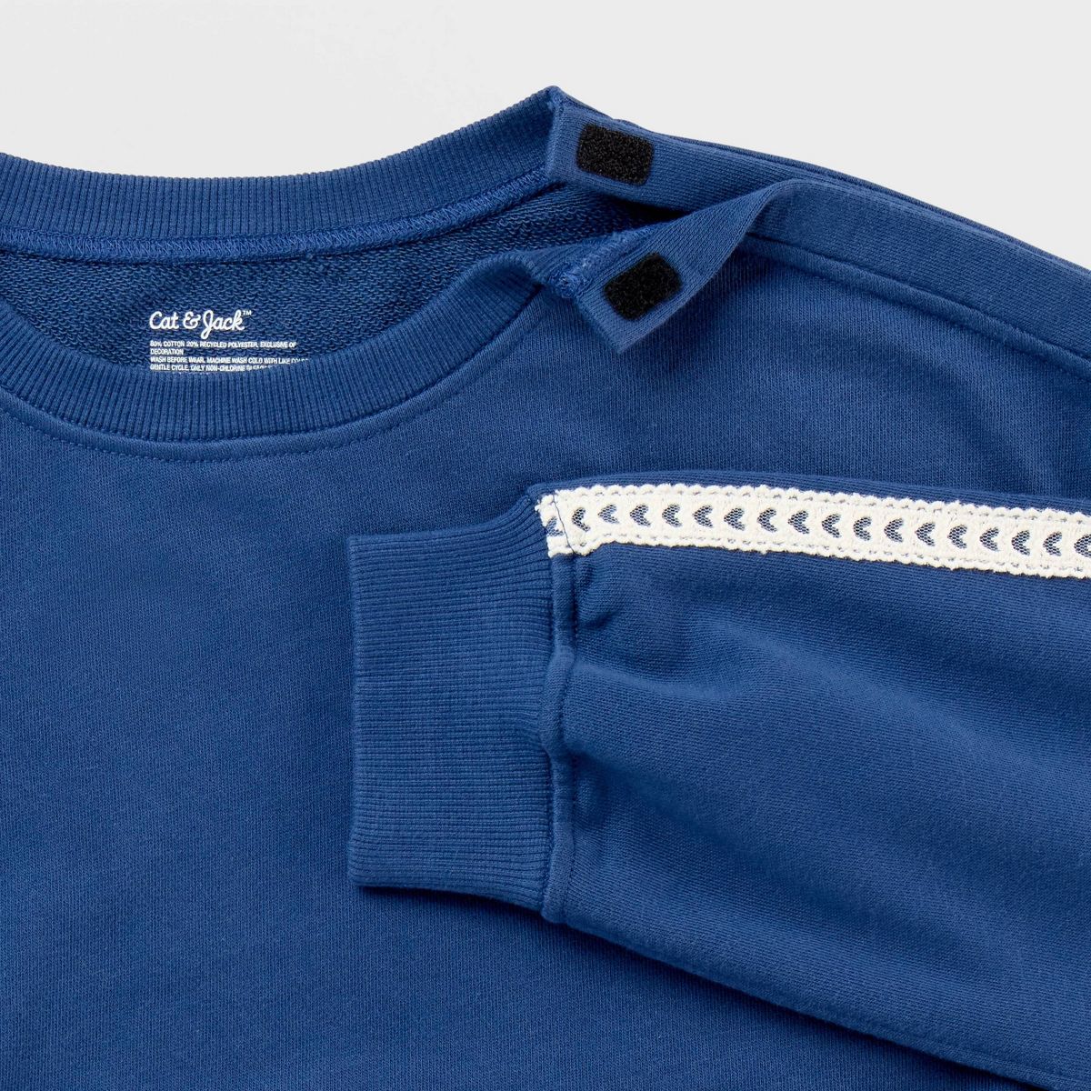 Girls' Adaptive French Terry Sweatshirt and Pants Set - Cat & Jack™ Blue - thumbnail 3