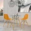 LeisureMod Dover 3-Piece Dining Set with Round Clear Glass Top Bistro Table and 2 Plastic Chairs - 2 of 4