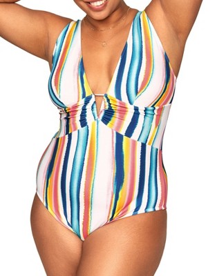 Adore Me Women's Gregoria One Piece Swimwear 3X / Aloha Spirit C01 Orange