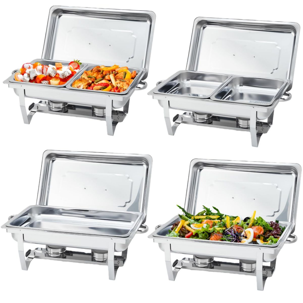 Garvee Chafing Dishes for Buffet Set of 2, 8QT Stainless Steel Rectangular Chafer with Lid, Buffet Server Food Warmer for Parties Catering, Silver - thumbnail 9