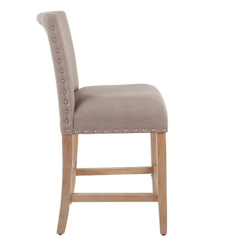 24" Upholstered Counter Height Barstool with Nailheads - HomePop, 3 of 10