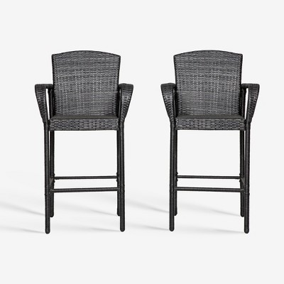 Westintrends Outdoor Wicker Bar Stools Set Of 2, Black : Target