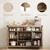 YESFASHION 59" Rattan Farmhouse Liquor Cabinet with Wine Racks, Wood Color Wine Display Furniture, Modern Home Wine Rack Cabinet - 4 of 4