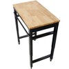 Steel Workbench with Rubber Wood Top and Adjustable Height and Rolling Wheels - 2 of 4