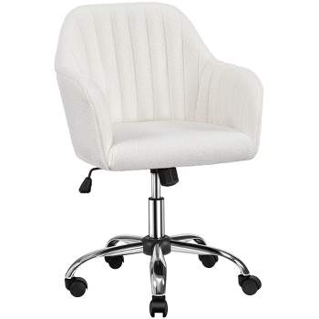 Yaheetech Modern Velvet Desk Chair Soft Height-Adjustable 360°Swivel Computer Chair