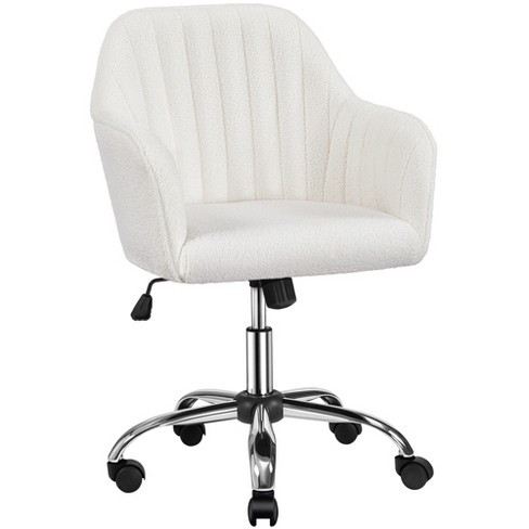 Yaheetech Modern Velvet Desk Chair Soft Height-Adjustable 360°Swivel  Computer Chair, Ivory