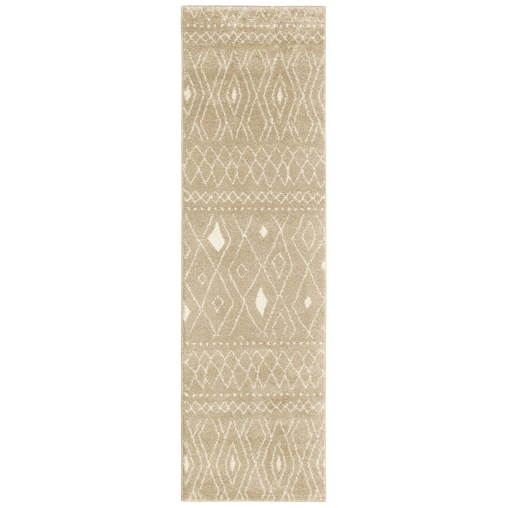 Photos - Area Rug 2'3"x7'6" Runner Camryn Geometric Reflections Rug Sand/Ivory - Captiv8e Designs