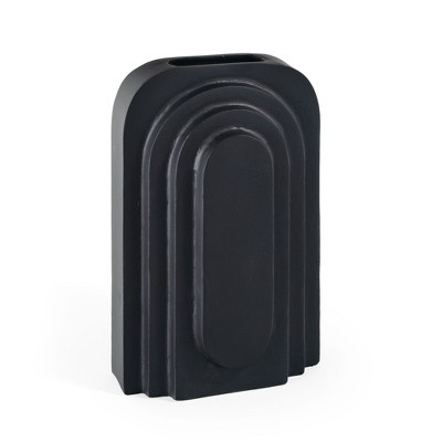 HomeRoots 12" Black Geometric Aluminum Table Vase