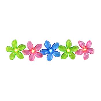 Northlight Set of 10 Pink, Blue and Green Flower Patio and Garden Novelty Lights 2.5