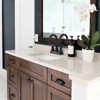 WOWOW 4 in. Centerset Double Handle High Arc Bathroom Faucet with Drain Kit Included in Brushed Nickel - 3 of 4