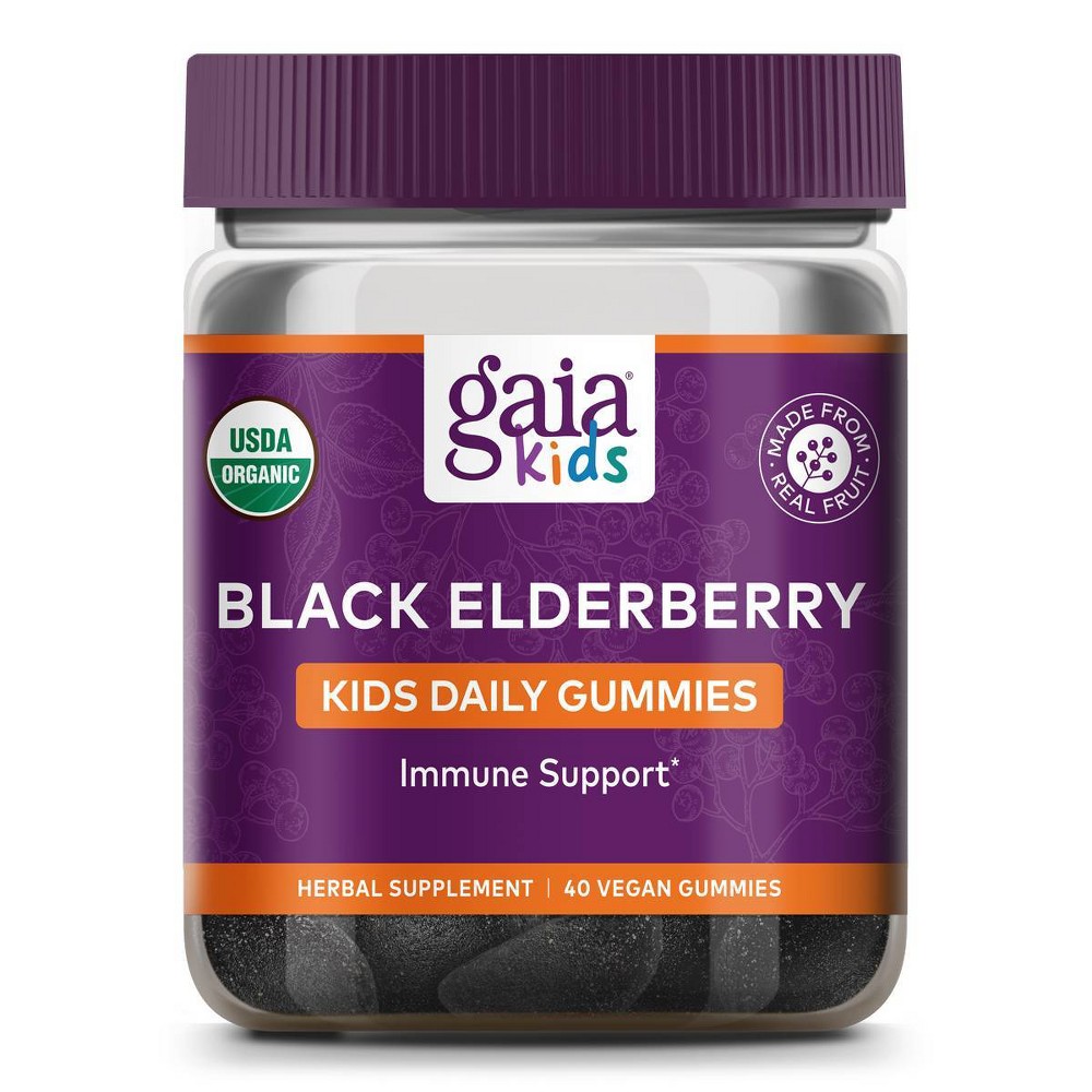 Photos - Vitamins & Minerals Gaia Herbs Kids Everyday Immunity Elderberry Vegan Gummies - 40ct